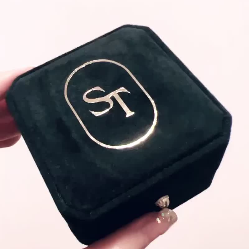 定制化烫金logo求婚结婚戒指盒(可放单只或对戒) - 对戒 - 其他人造纤维 绿色
