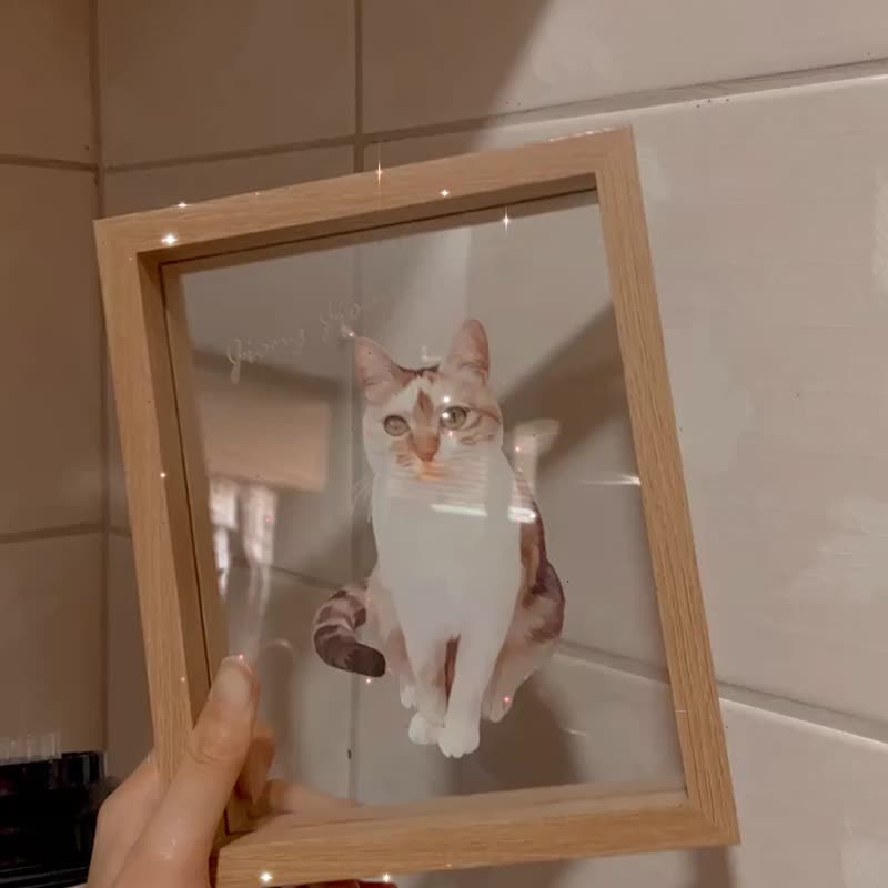 写实油画风 宠物似颜绘玻璃相框(全身) | 纪念 定制化 狗 猫 礼物 - 订制画像 - 其他材质 