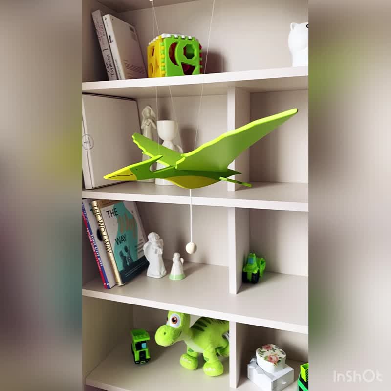 Baby flying mobile for boy's nursery Wooden Pterodactyl toy Dinosaur - 摆饰 - 木头 绿色