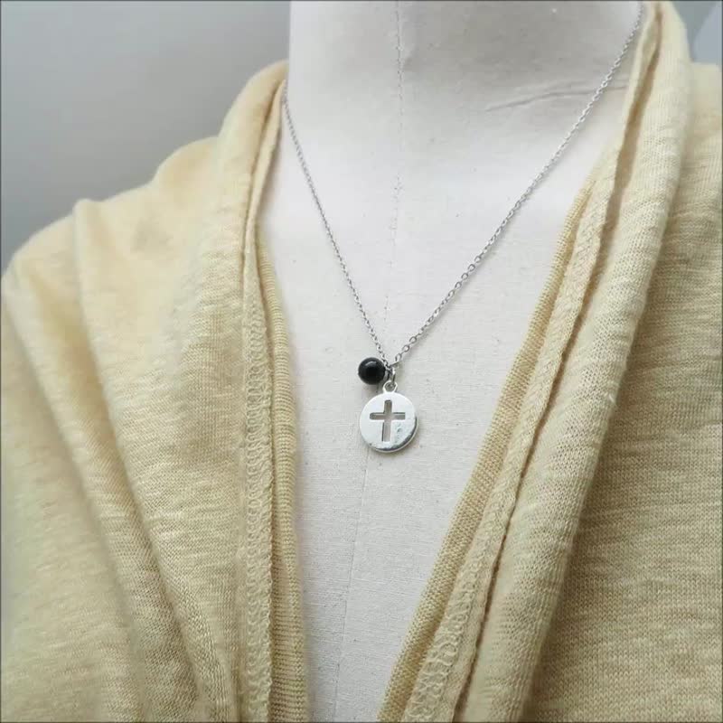 祝福项链 铸造镂空十字架x轻宝石圆珠钛钢 水晶项链 选11款 送礼 - 项链 - 琉璃 多色