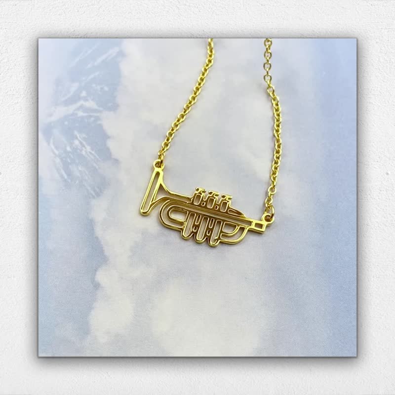 折纸小喇叭黄铜项链 - 项链 - 铜/黄铜 金色