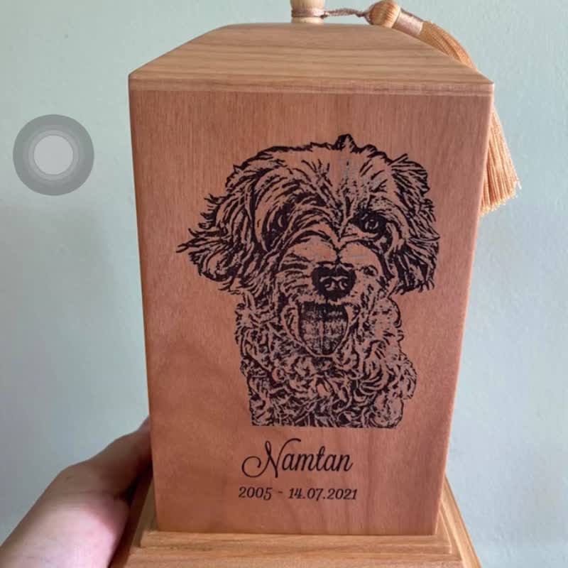 定制猫骨灰盒  定制骨灰盒   纪念品木盒  宠物纪念  雕刻  猫 - 其他 - 木头 金色