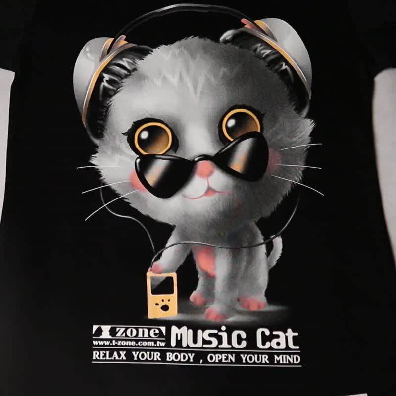Music Cat I / 音乐猫 I - 男装上衣/T 恤 - 棉．麻 