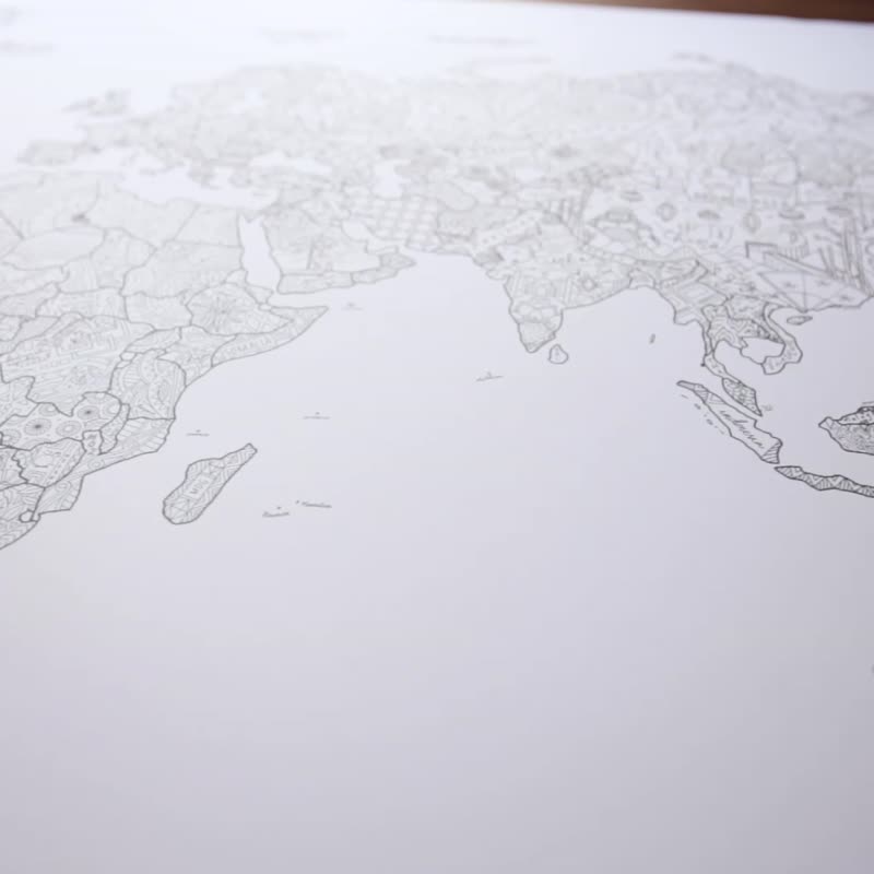 AWESOME MAPS | 涂鸦 世界地图 海报 Coloring Map 填色画 - 海报/装饰画/版画 - 纸 多色