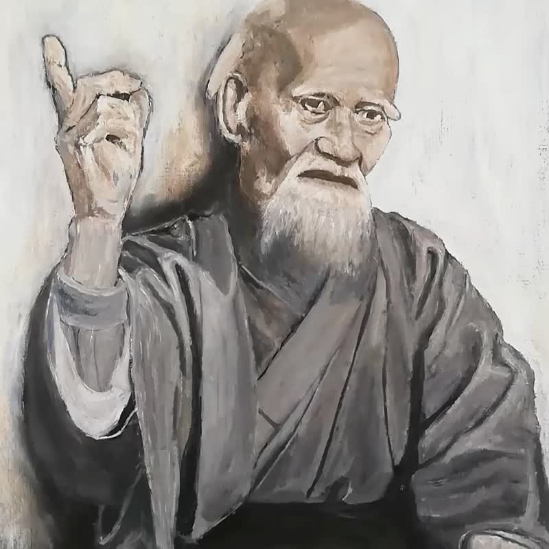 Sport Painting/ Aikido Original Art /Sensei Aikido Morihei Ueshiba Wall Art / - 海报/装饰画/版画 - 棉．麻 多色