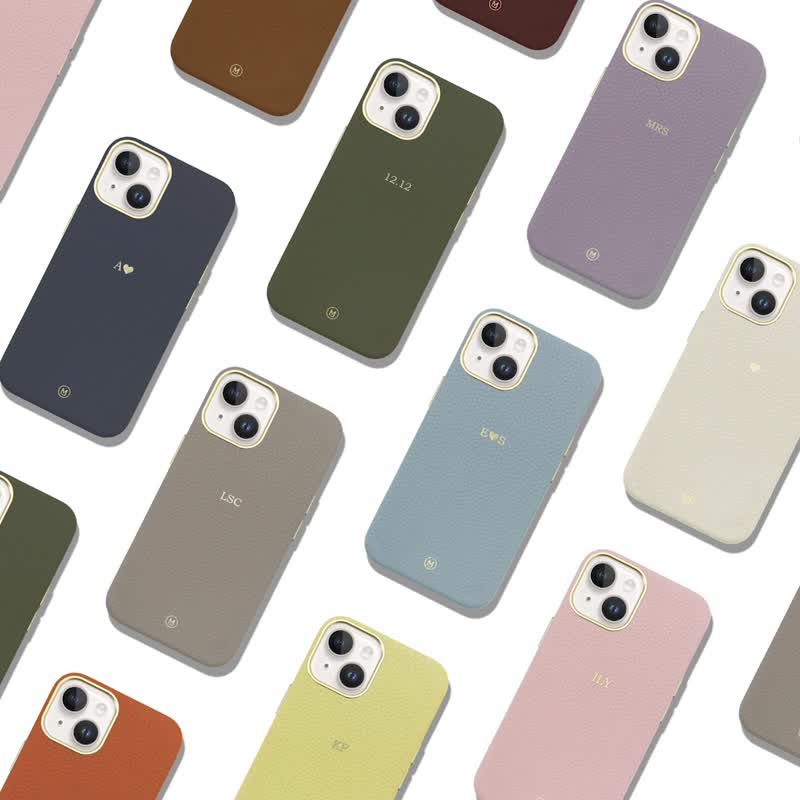 手造皮革MagSafe定制化真皮革 iPhone 14 防摔手机壳 磁吸手机壳 - 手机壳/手机套 - 真皮 蓝色
