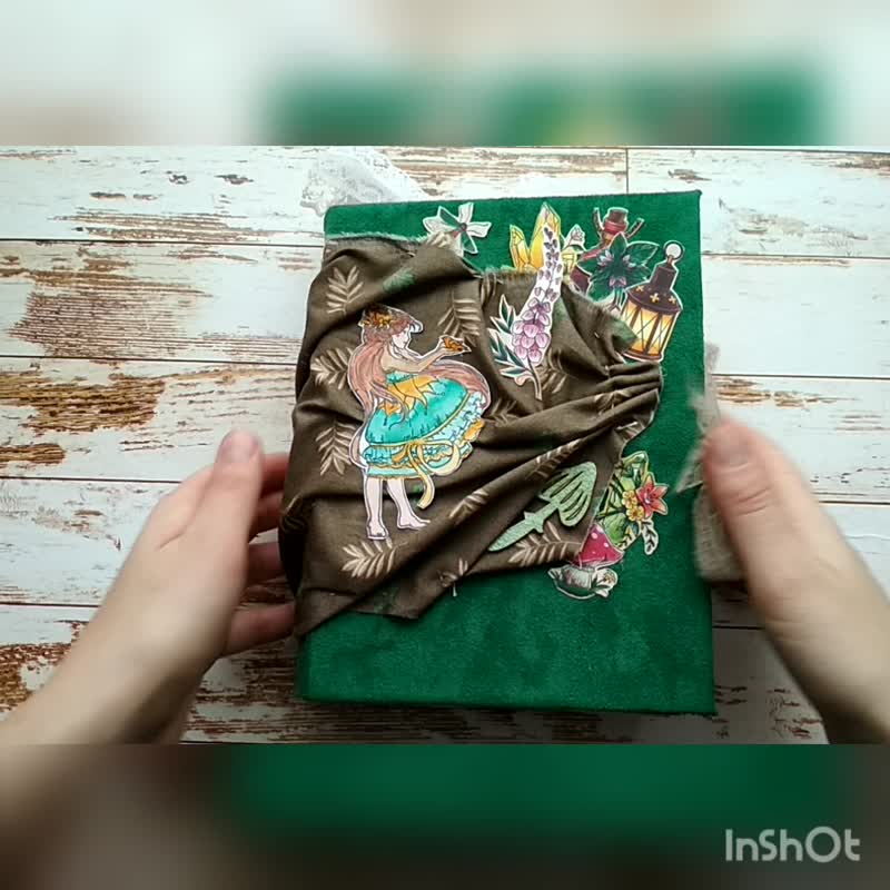 Large forest junk journal handmade Fairy notebook Magic witch grimoire - 笔记本/手帐 - 纸 绿色